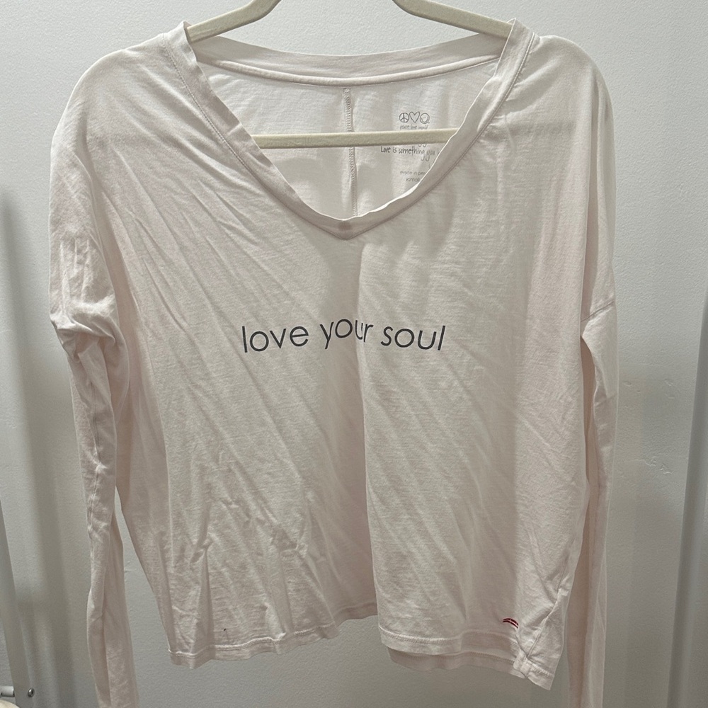 Cream Long Sleeve Tee with Positive Message